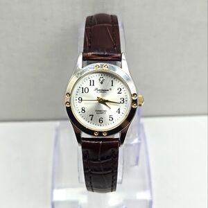 Womens Precision By Gruen Diamond Watch Gold Silver Two Tone Leather New Battery
